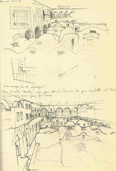 Cuhaci Han, Istanbul, Bleistiftzeichnung