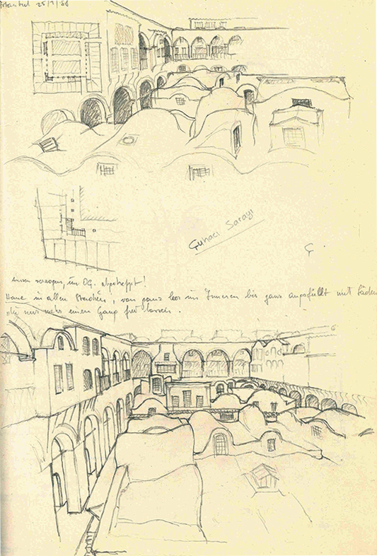 Cuhaci Han, Istanbul, Bleistiftzeichnung
